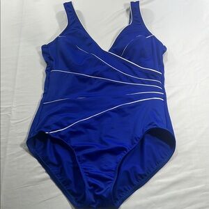 Miraclesuit Royal Blue One Piece with White Accents
